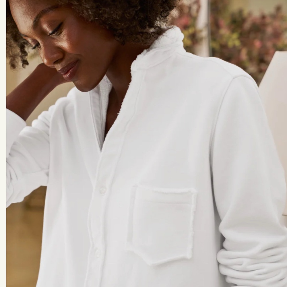 Frank & Eileen ‘Eileen’ triple fleece, button down 100% cotton sweatshirt,